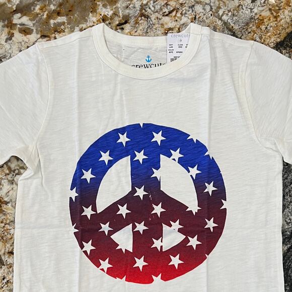 NWT J. Crew Kids' Red/White/Blue America Peace 4th of July T-Shirt - Picture 4 of 8